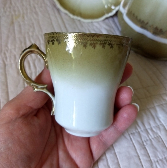 Antique Austrian Imperial China Porcelain Portrait Pitcher, Cups & Saucers Set - Picture 12 of 12